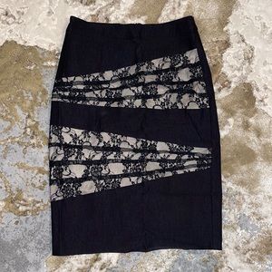 Elegant black and lace skirt- one of a kind